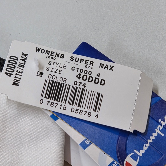 NWT CHAMPION Champion 1660 Women's Super Max Sport Bra 40DDD White Black 6623 - Picture 6 of 8